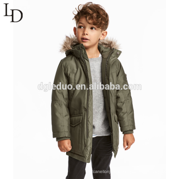 Fashion children winter animal fur hooded long jacket winter down coat for boys